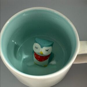 Owl Design White and Blue Mug